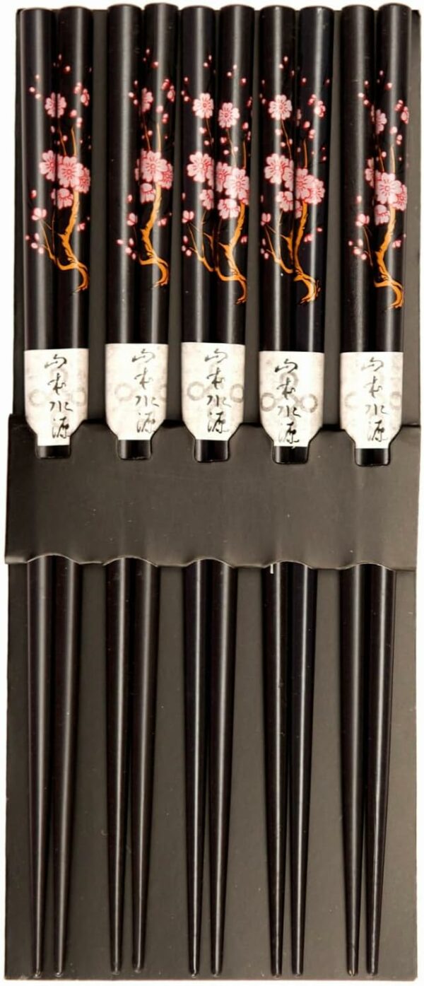 Set de 5 paires de baguettes japonaises noires