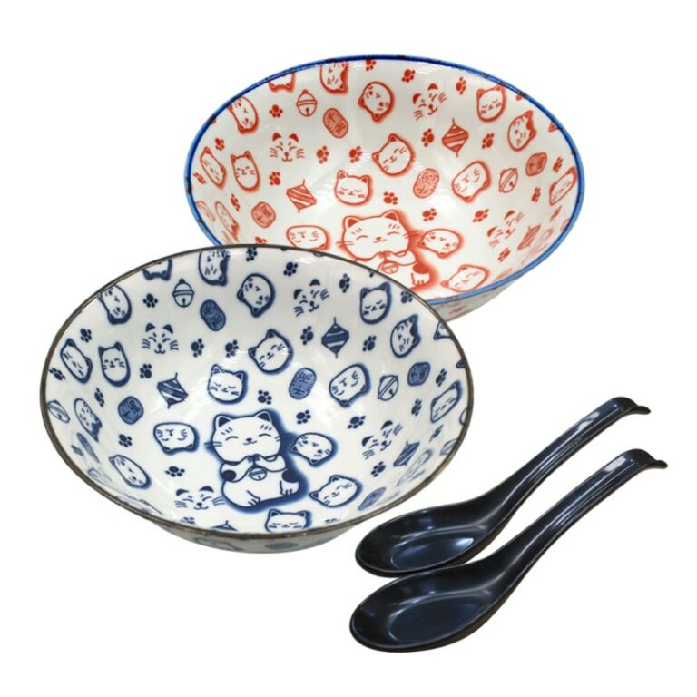 set-de-2-bols-a-ramen-motif-chat-19876cm2-cuilleres